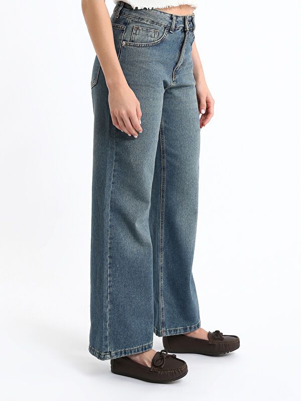 Moudda LC Waikiki - Pantalon jean tissé basique Femme Rodéo mid indigo - Tunisie 4