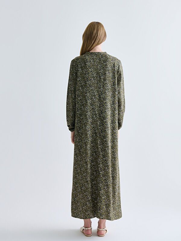 Moudda LC Waikiki - Robe tissée manches longues Femme Imprimé kaki foncé - Tunisie 4