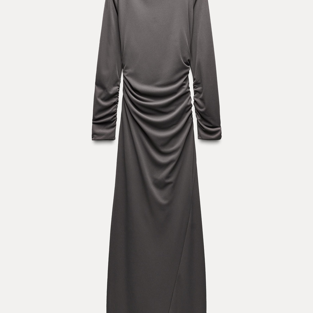 Moudda ZARA - Robe longue drapée maille manches longues froncée col haut - Tunisie 2