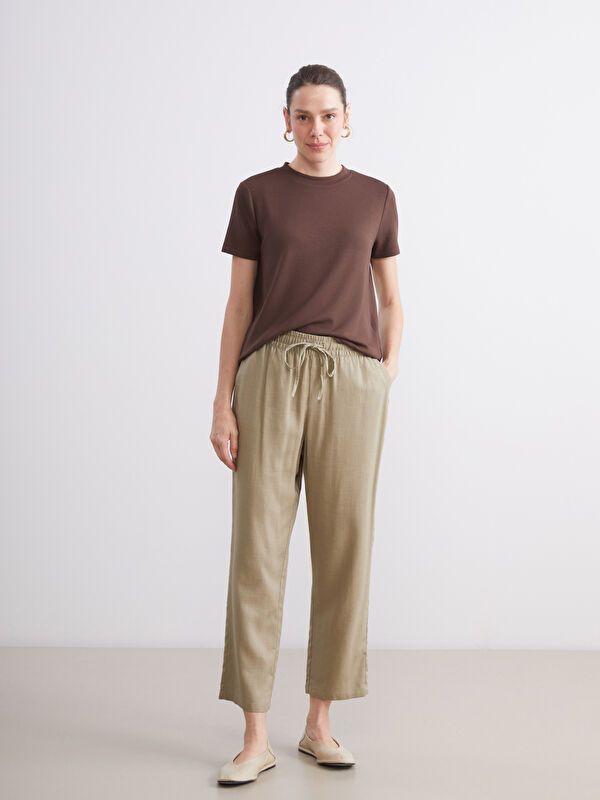 Moudda LC Waikiki - Pantalon tissé fin basique Femme Kaki clair - Tunisie 1