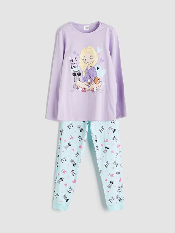 Moudda LC Waikiki - Pyjama en jersey manches longues moyen Fille Lilas - Tunisie 1