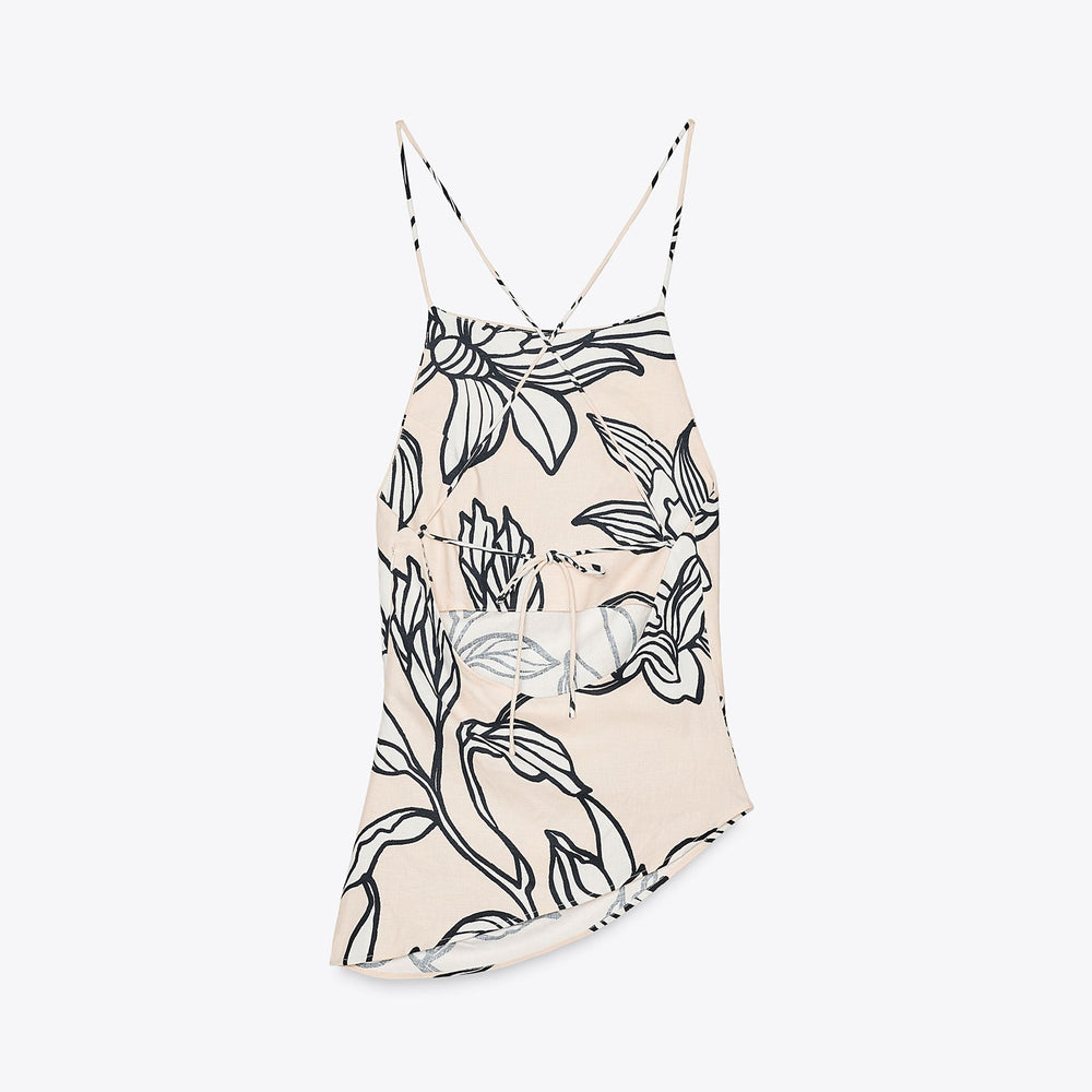 Moudda ZARA - Body Asymétrique - Lin Stretch & Maxi Imprimé Floral - Tunisie 2