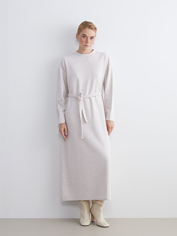 Moudda LC Waikiki - Robe en jersey manches longues Femme Gris clair - Tunisie 1