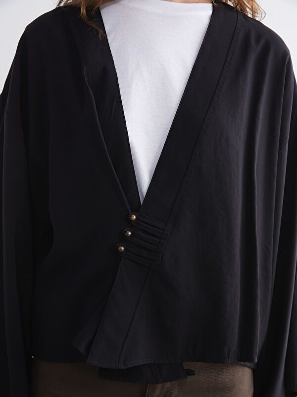 Moudda LC Waikiki - Tunique tissée manches longues Femme Noir - Tunisie 3