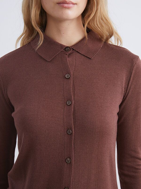 Moudda LC Waikiki - Cardigan fin en tricot Femme Brun foncé - Tunisie 3