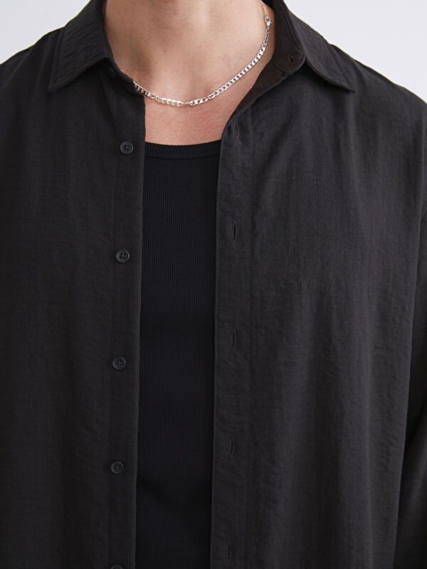 Moudda LC Waikiki - Chemise tissée manches longues Homme Noir - Tunisie 3