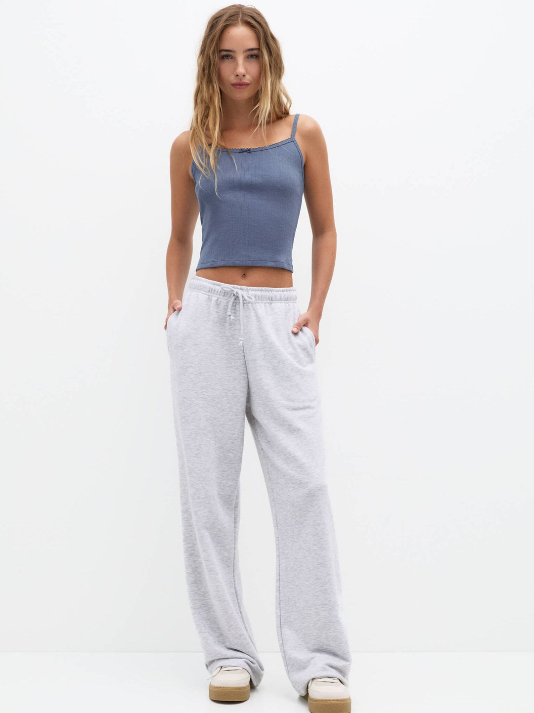 Moudda PULL & BEAR - Pantalon Basique Jambe Large Gris - Tunisie 5