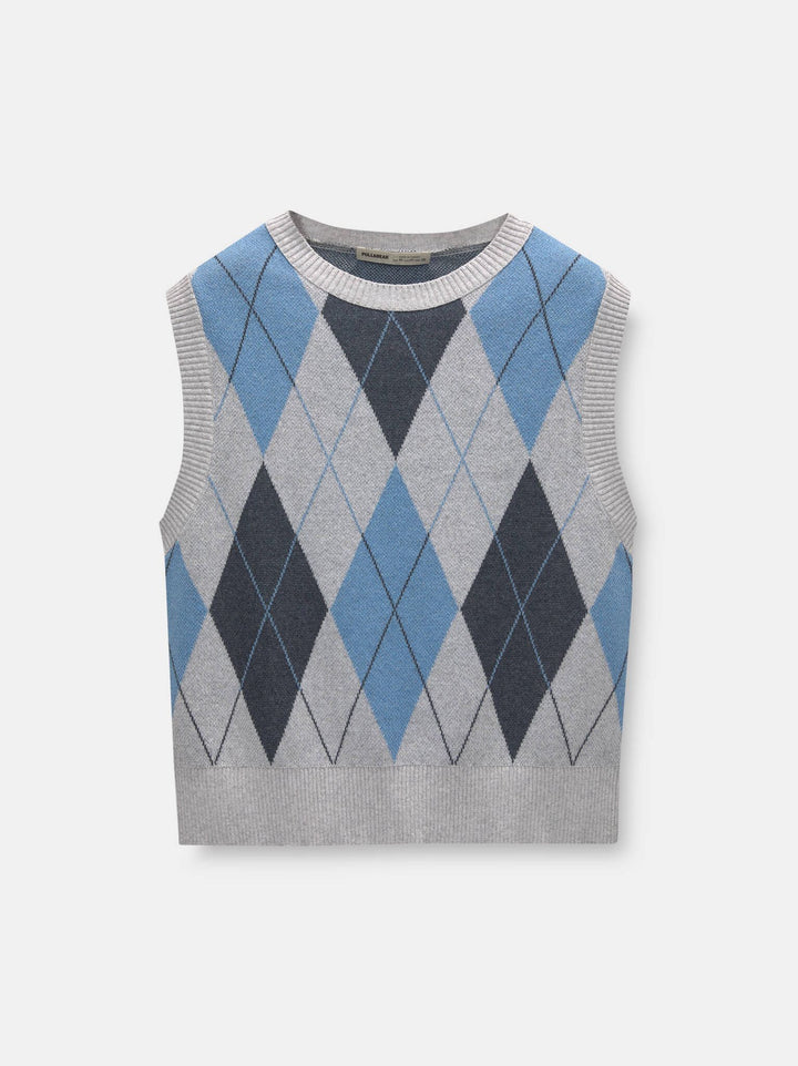 Moudda PULL & BEAR - Gilet Losanges Col V Gris - Tunisie 4