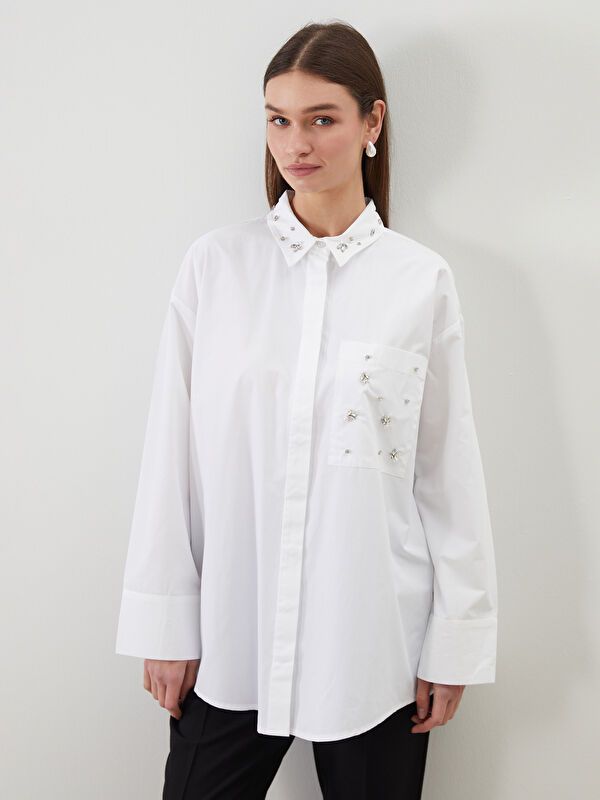 Moudda LC Waikiki - Tunique tissée manches longues Femme Ecru - Tunisie 1