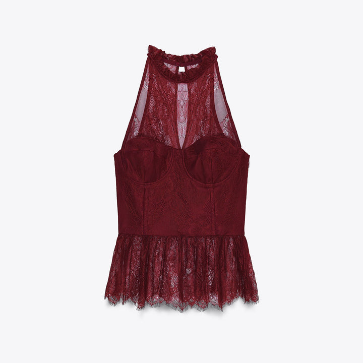 Moudda ZARA - Body Dentelle - Encolure Halter & Fronces Bas - Tunisie 1