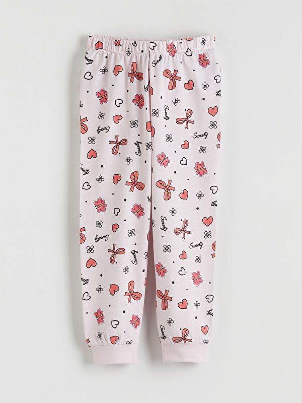Moudda LC Waikiki - Pyjama manches longues en jersey mi-saison couleur Rose imprimé pour filles - Tunisie 4