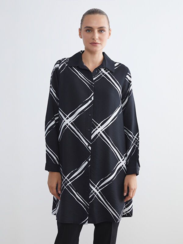 Moudda LC Waikiki - Tunique tissée imprimée manches longues Femme Imprimé en noir - Tunisie 1