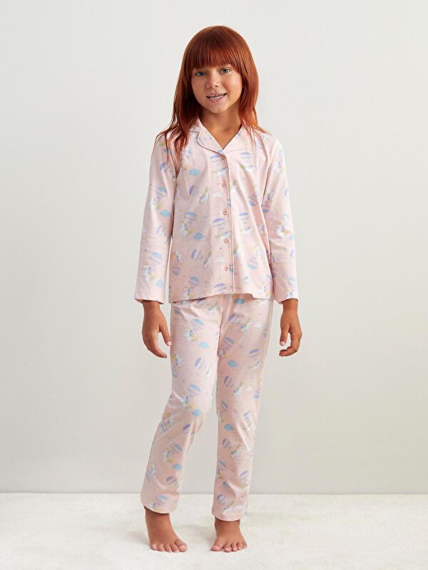 Moudda LC Waikiki - Pyjama en jersey manches longues moyen Fille Imprimé rose - Tunisie 1