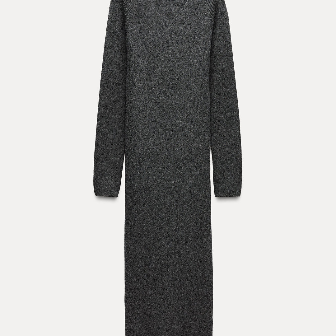 Moudda ZARA - Robe longue encolure en V, maille bouclée - Tunisie 1