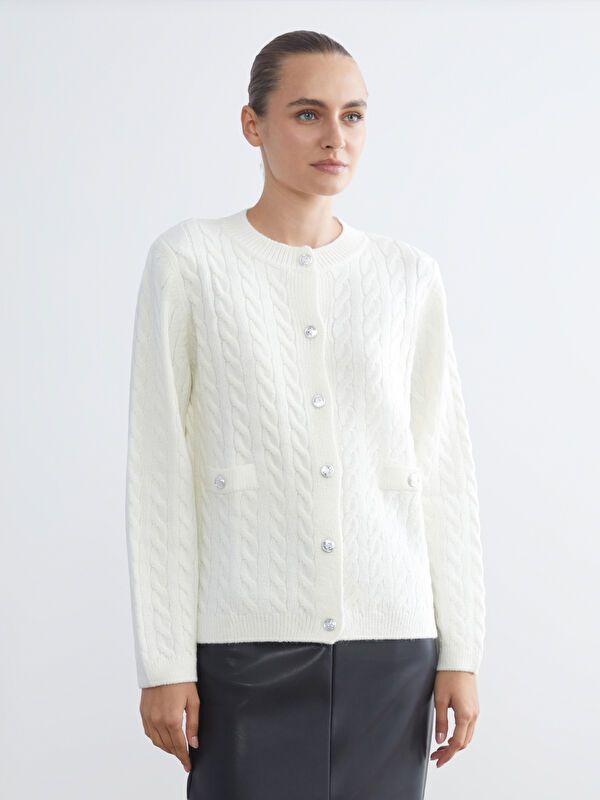 Moudda LC Waikiki - Cardigan tricot épais Femme Ecru - Tunisie 1