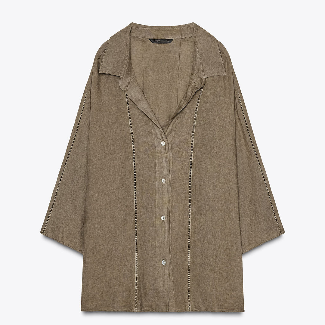 Moudda ZARA - Chemise Oversize Lin - Détail Entredos - Tunisie 1