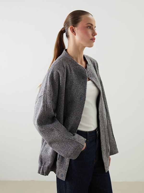 Moudda LC Waikiki - Manteau effet laine Femme Mélange de gris - Tunisie 1