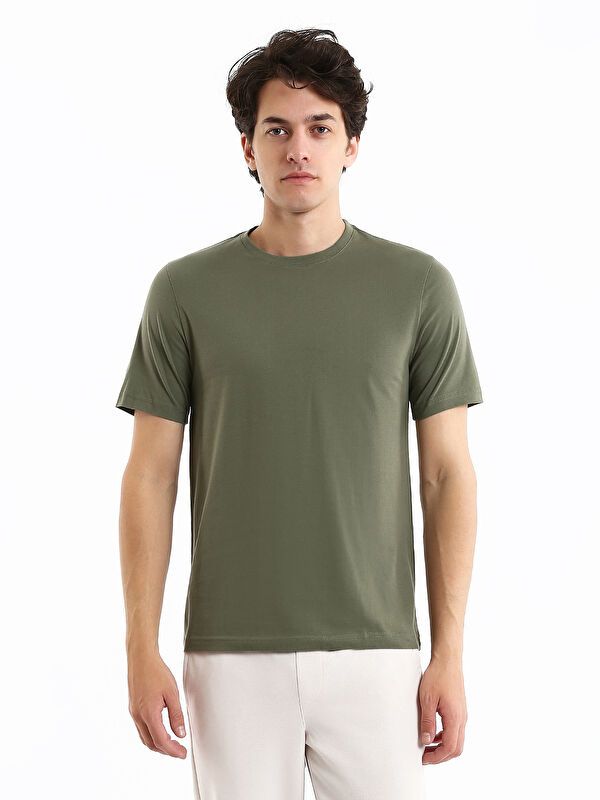 Moudda LC Waikiki - T-shirt jersey col rond manches courtes Homme Kaki - Tunisie 1