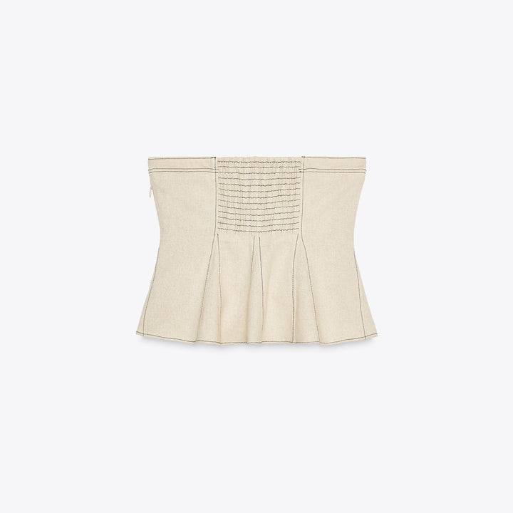 Moudda ZARA - Ensemble Top Lin/Viscose - Motif & Surpiqûre Contrastée - Tunisie 2