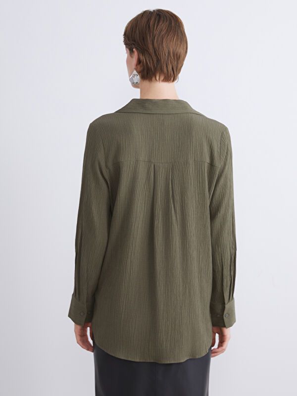 Moudda LC Waikiki - Chemise tissée manches longues Femme Kaki - Tunisie 4