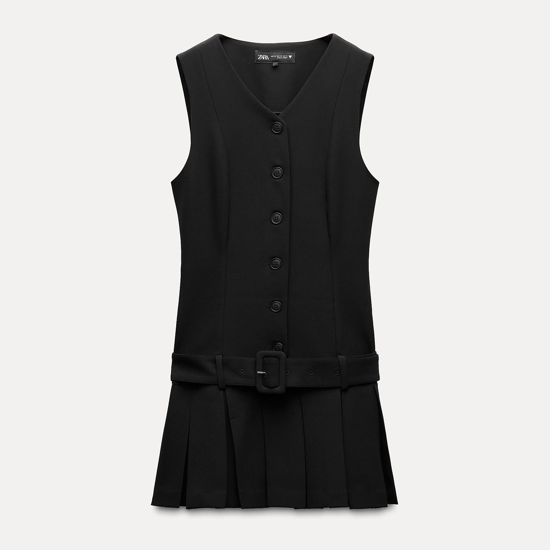 Moudda ZARA - Robe courte élastique manches courtes encolure en V jupe plissée - Tunisie 2