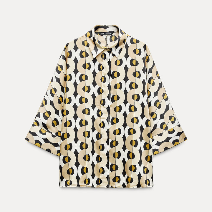Moudda ZARA - Ensemble chemise ample imprimée géométrique, manches kimono - Tunisie 2