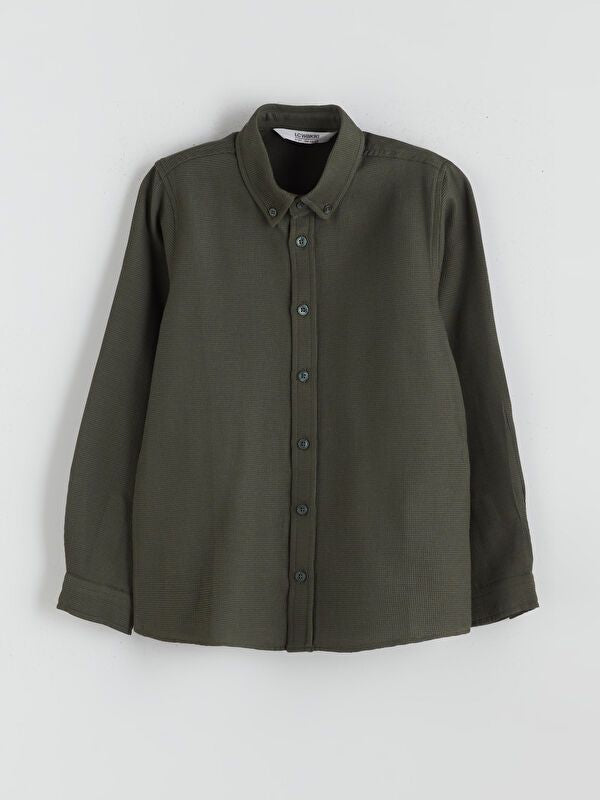 Moudda LC Waikiki - Chemise tissée manches longues basique Garçon Kaki foncé - Tunisie 1