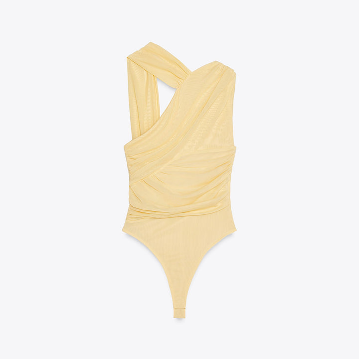 Moudda ZARA - Body Drapé - Encolure Asymétrique & Tulle - Tunisie 1
