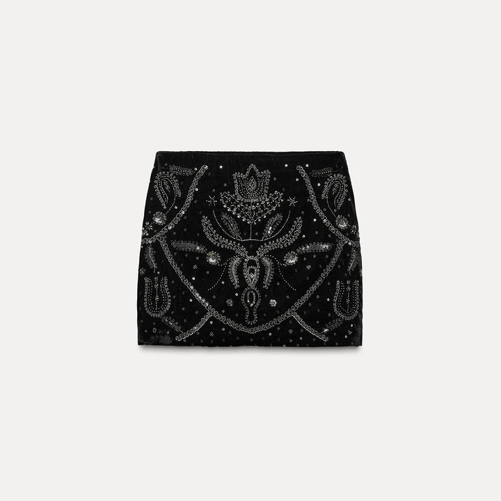 Moudda ZARA - Mini-jupe en velours brodée paillettes – ensemble - Tunisie 2