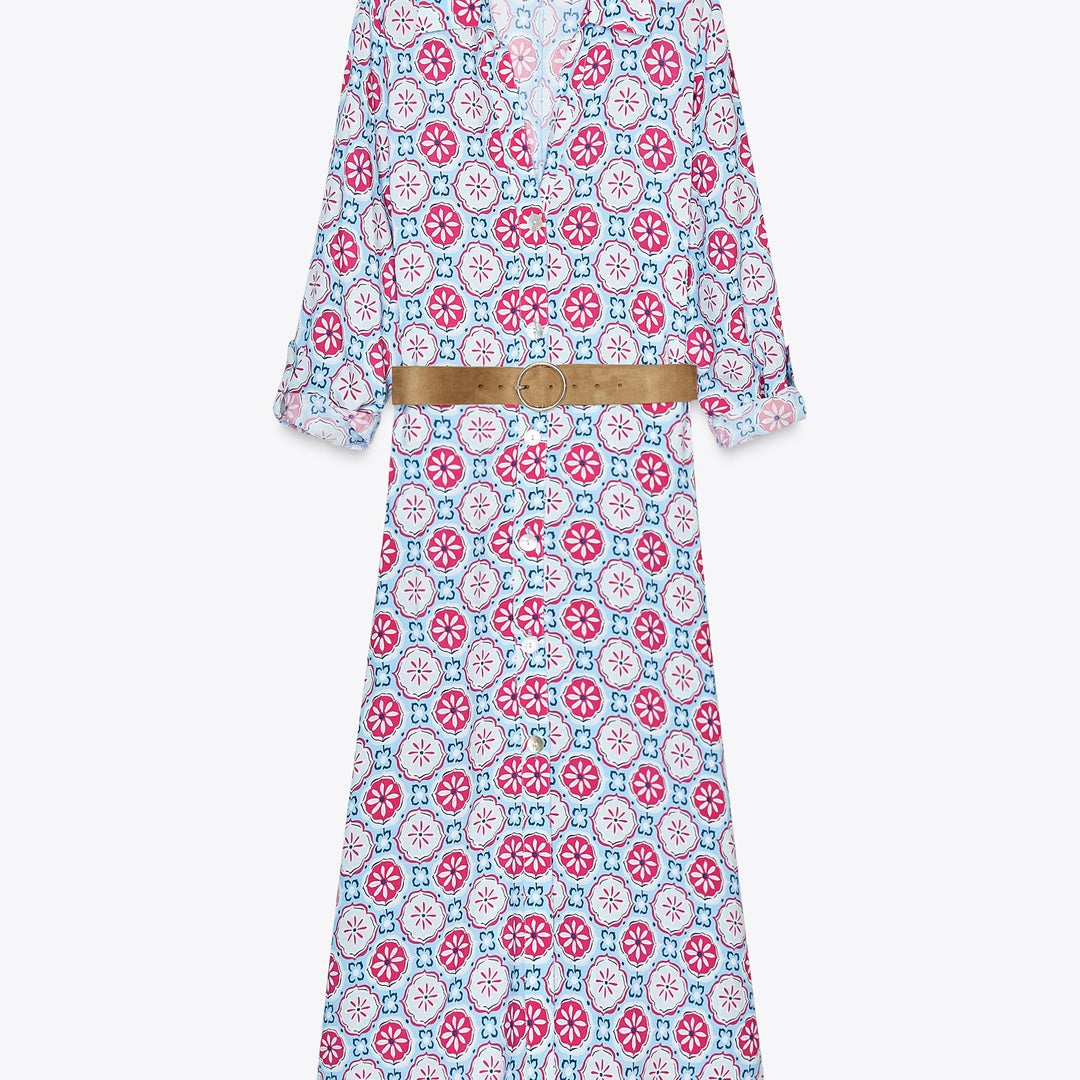 Moudda ZARA - Robe Midi Viscose - Imprimé & Ceinture - Tunisie 1