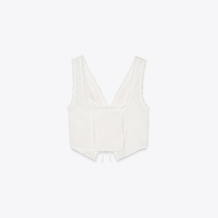 Moudda ZARA - Top Gilet Crop - Détail Nœuds - Tunisie 2
