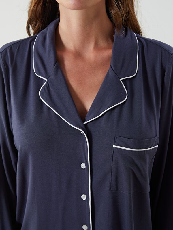 Moudda LC Waikiki - Pyjama en jersey manches longues Femme Indigo - Tunisie 3