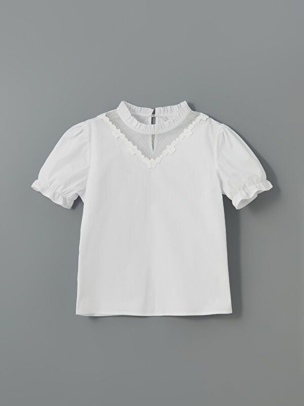 Moudda LC Waikiki - Blouse tissée manches courtes Fille Buxe blanc - Tunisie 1