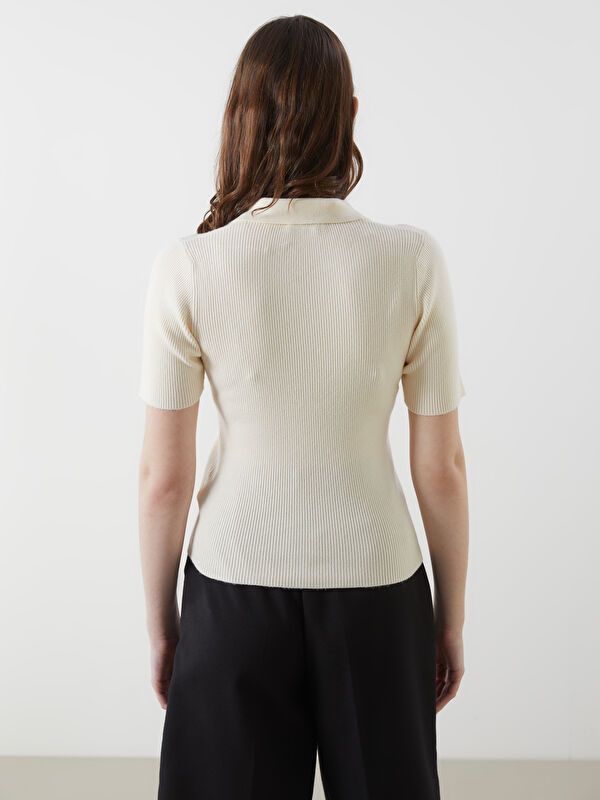 Moudda LC Waikiki - Pull tricot manches courtes Femme Ecru - Tunisie 4