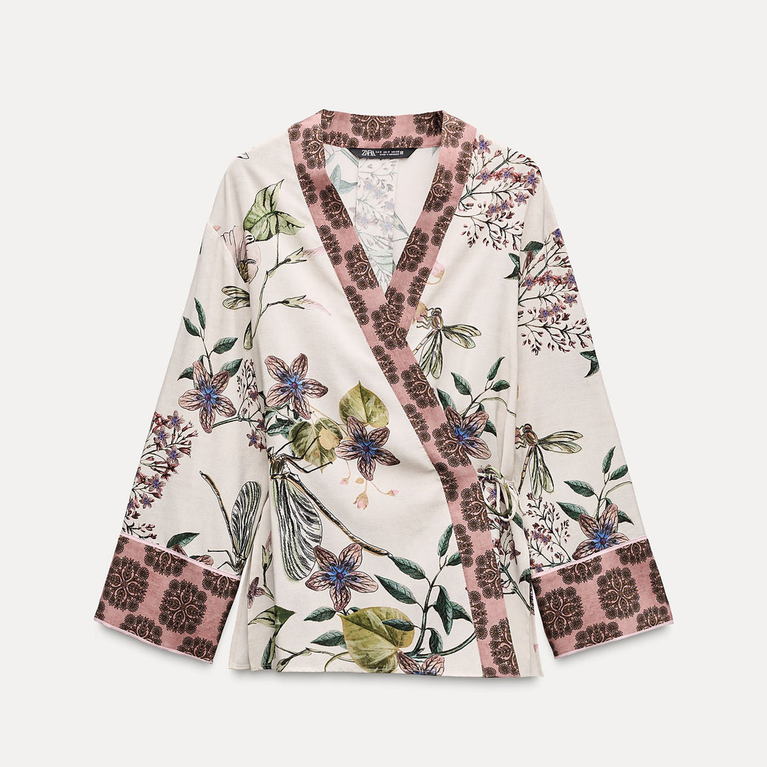 Moudda ZARA - Ensemble kimono imprimé floral grec, ceinturé - Tunisie 1