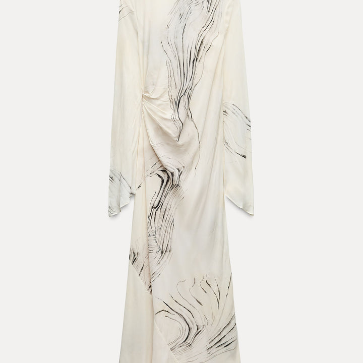 Moudda ZARA - Robe mi-longue imprimée liserés décolleté dos volant - Tunisie 1