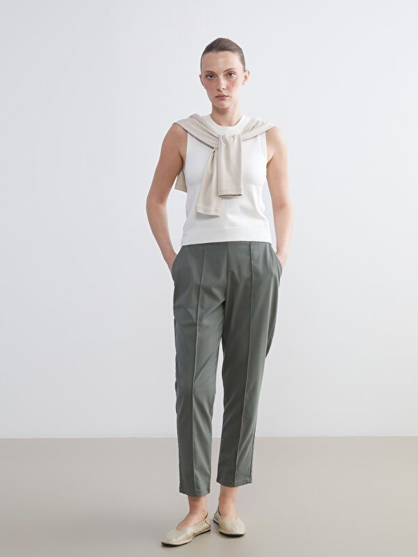 Moudda LC Waikiki - Pantalon tissé moyen Femme Kaki - Tunisie 1