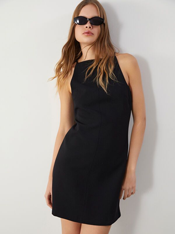 Moudda LC Waikiki - Robe tissée manches courtes Femme Noir - Tunisie 1