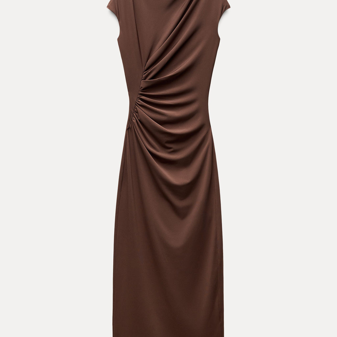 Moudda ZARA - Robe mi-longue maille manches tombantes pli latéral - Tunisie 1