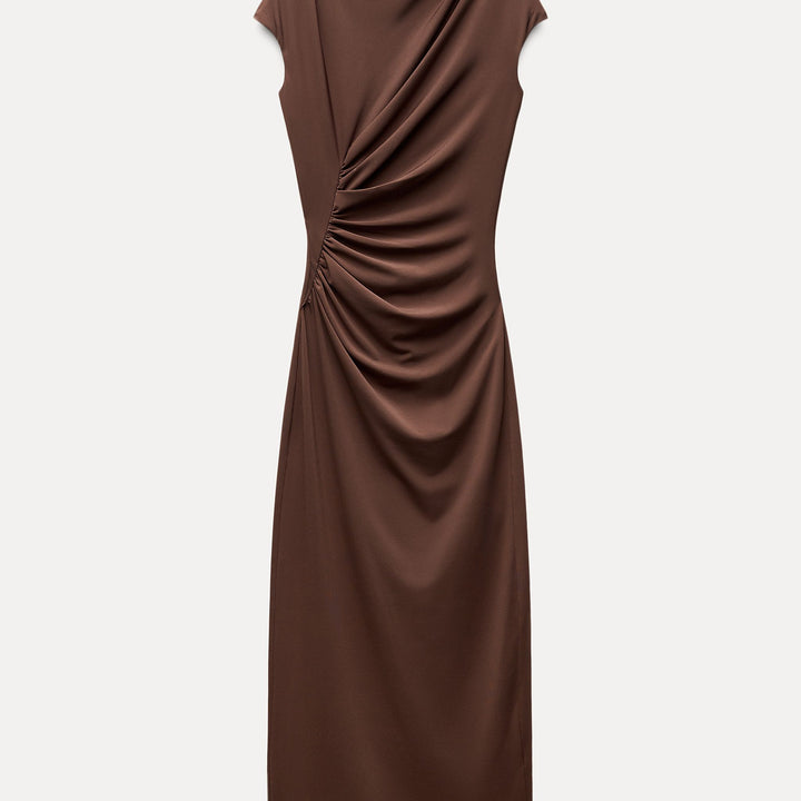 Moudda ZARA - Robe mi-longue maille manches tombantes pli latéral - Tunisie 1