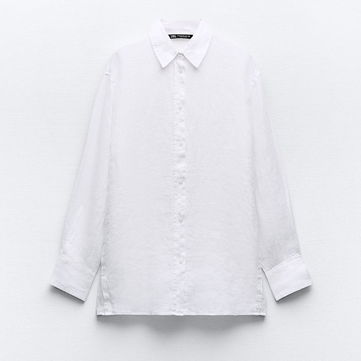 Moudda ZARA - Chemise oversized lin manches longues boutons latéraux - Tunisie 2
