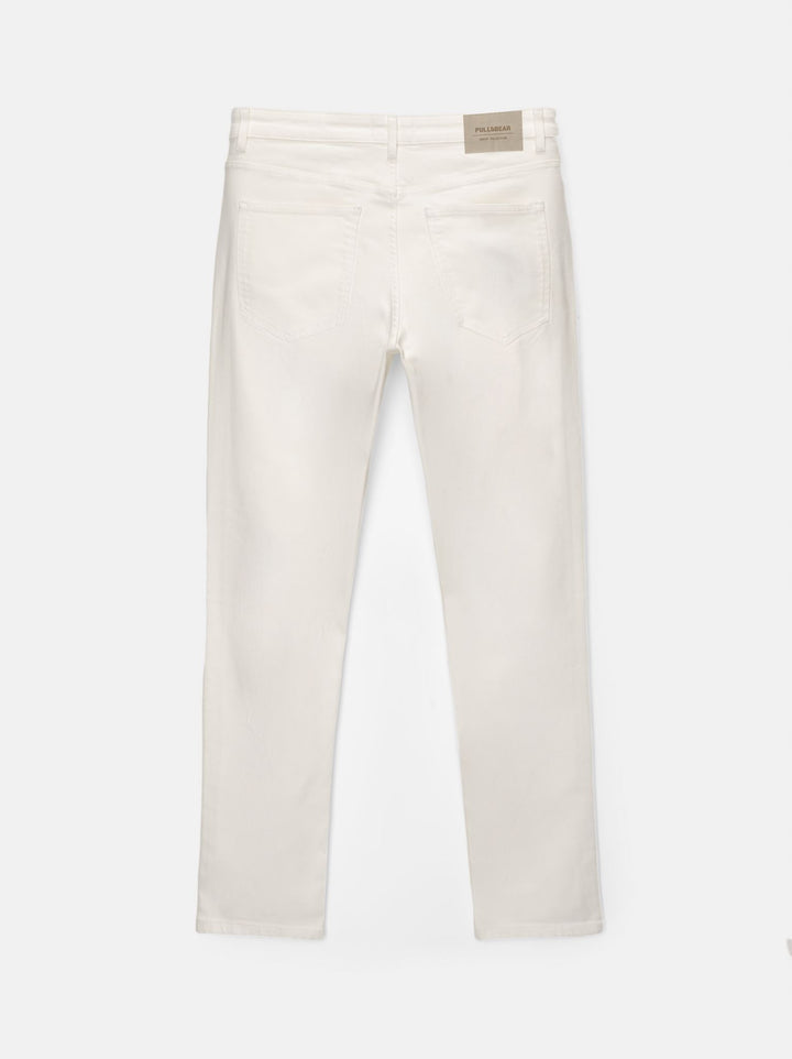 Moudda PULL & BEAR - Pantalon Denim Slim Confort Écru - Tunisie 4