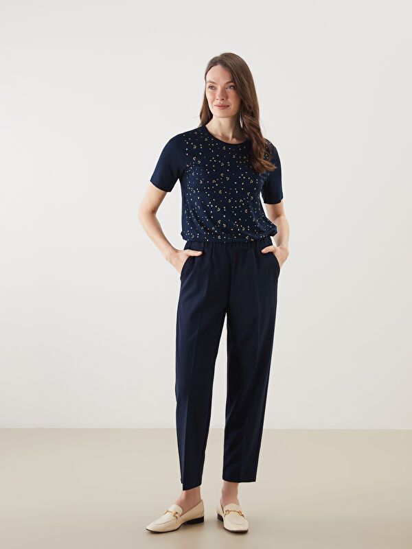 Moudda LC Waikiki - Pantalon tissé moyen basique Femme Marine - Tunisie 1