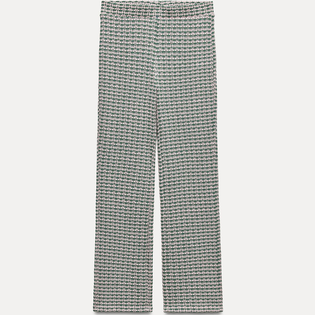 Moudda ZARA - Vert – pantalon 7/8 jacquard structuré - Tunisie 2