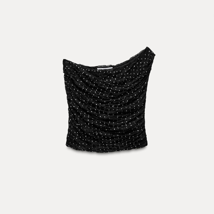 Moudda ZARA - Haut asymétrique dentelle et strass – ensemble - Tunisie 1