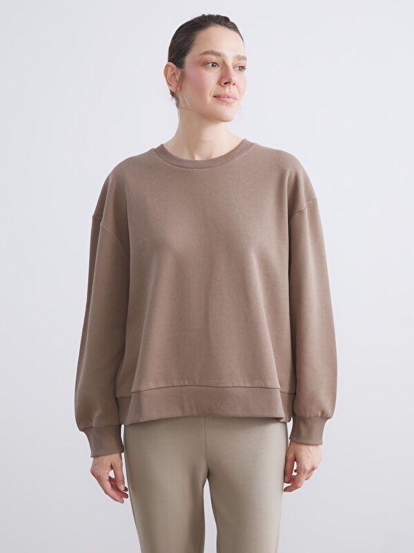 Moudda LC Waikiki - Sweatshirt jersey Femme Brun clair - Tunisie 1