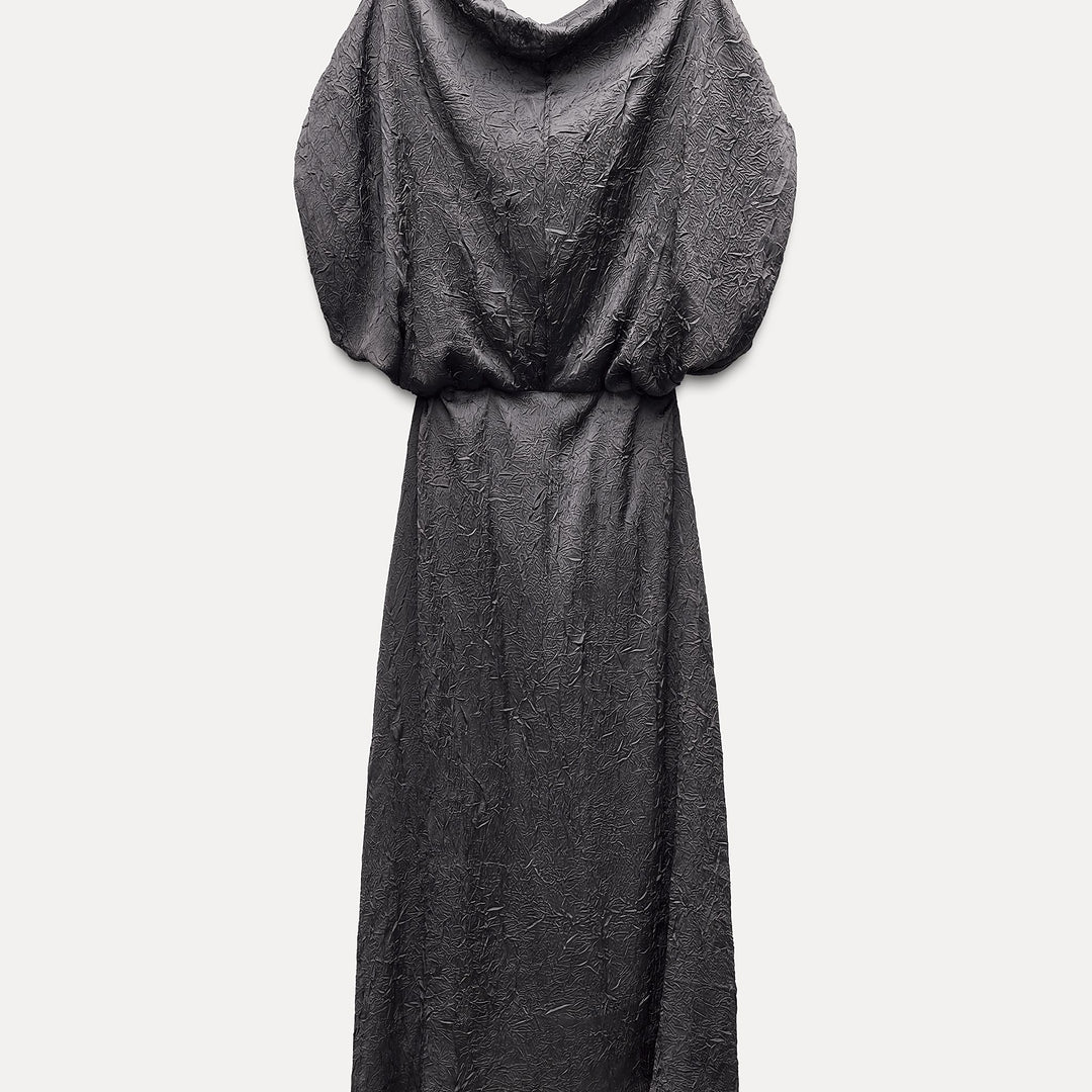 Moudda ZARA - Robe Midi Décolleté Drapé Épaules Tombantes - Tunisie 1
