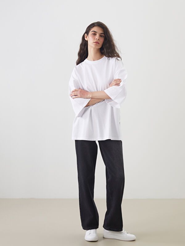 Moudda LC Waikiki - Tunique jersey manches courtes Femme Buxe blanc - Tunisie 2