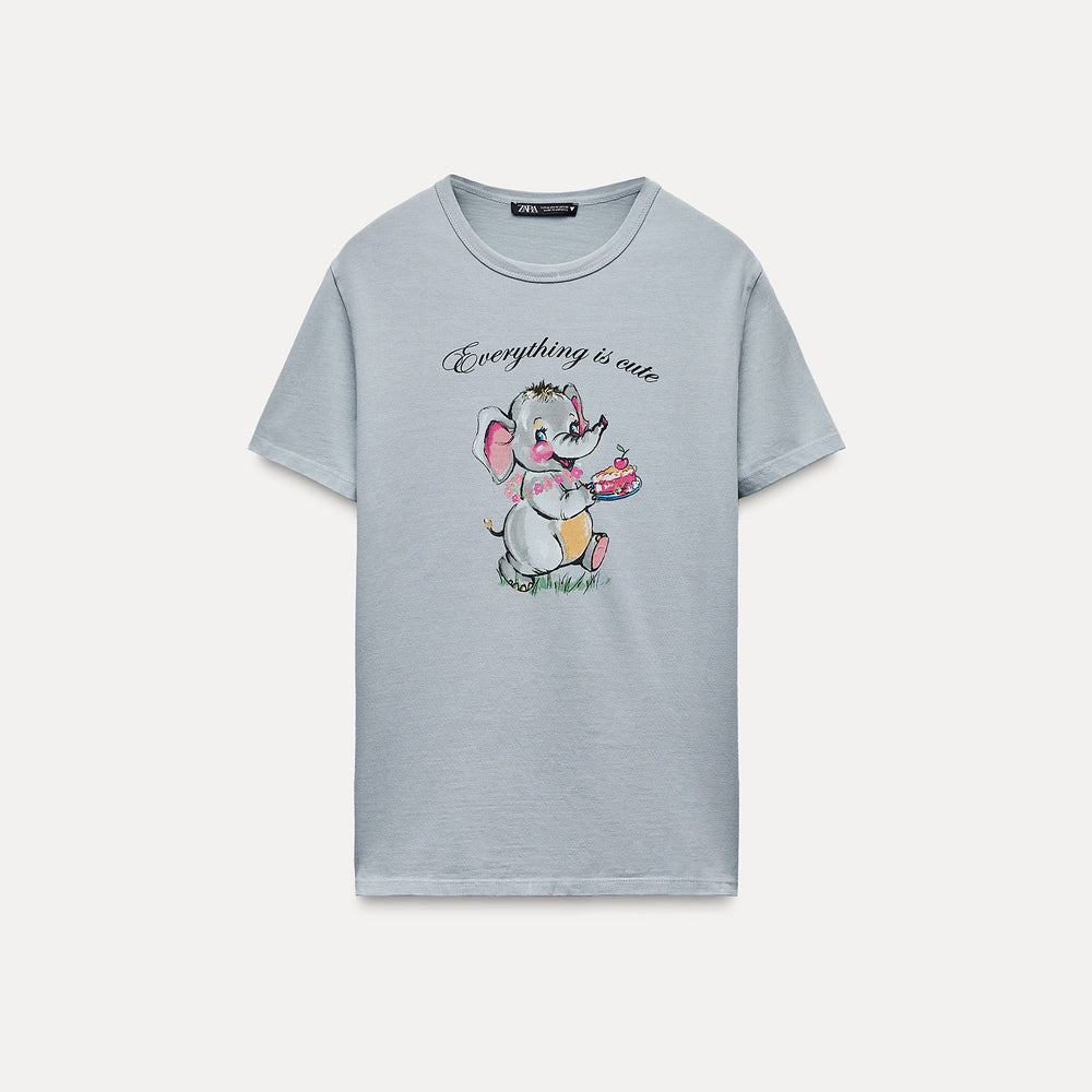 Moudda ZARA - T-shirt Délavé Imprimé Éléphant Asie - Tunisie 2