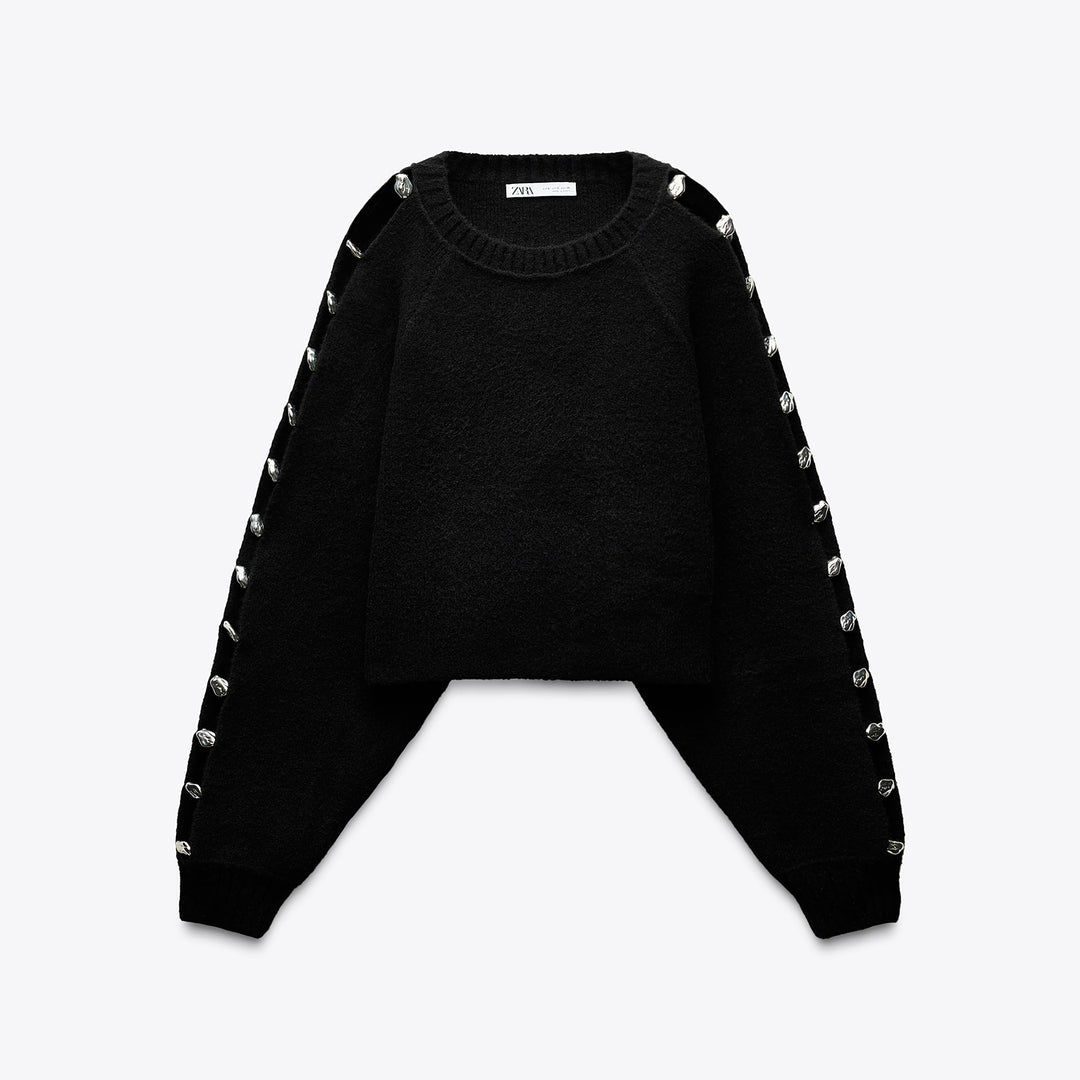 Moudda ZARA - Pull - Manches Raglan & Découpes (Noir) - Tunisie 1